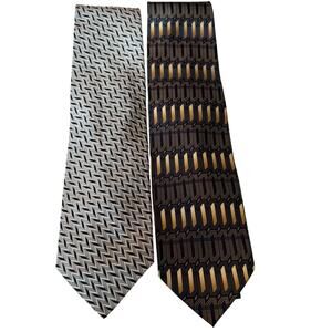 Pair of Valerio Garati Hand Made Wide 100% Silk Ties